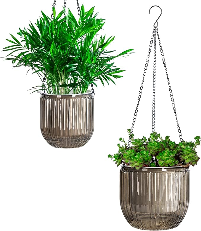 Josteve 5.2/8.2 Inch 2 Pcs Self Watering Hanging Planter Indoor Plant Pots by Josteve