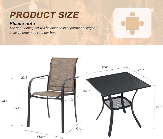 VICLLAX 3 Pieces Patio Outdoor Dining Set - Image 2