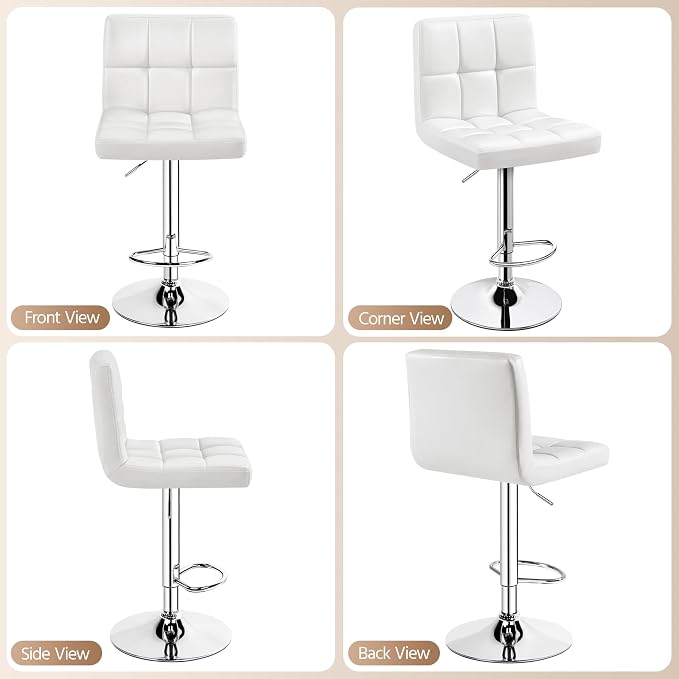 Yaheetech Single Bar Stool, PU Leather Adjustable Swivel Barstools, Armless - Image 7