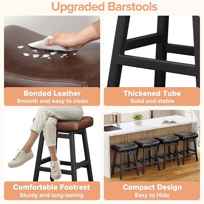 Counter Height Bar Stools Set of 2, 24 Inch Barstools - Image 4