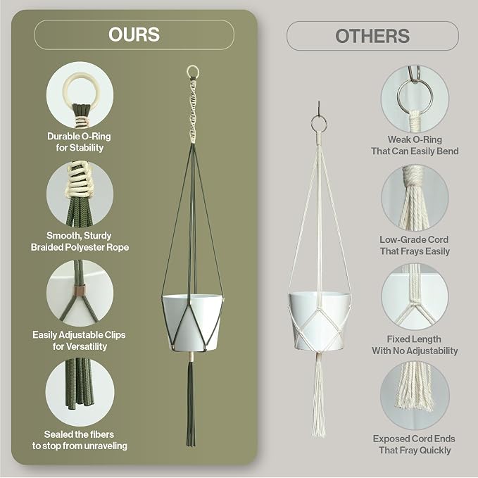 Macrame Plant Hanger Polyester Rope 42 Inch Outdoor Indoor Adjustable Hanging - Image 6