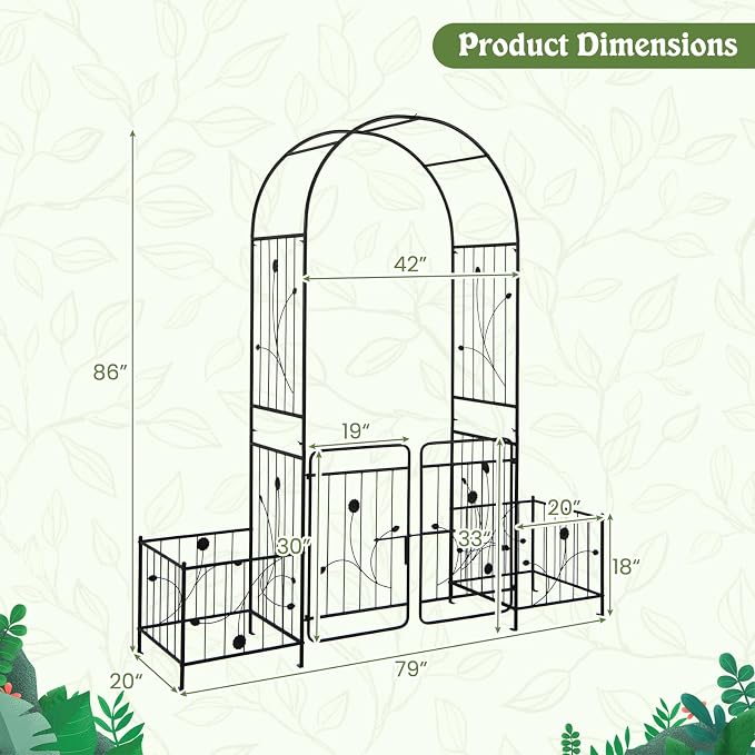 Moccha Garden Arch with Gate and Planter Boxes - Image 9