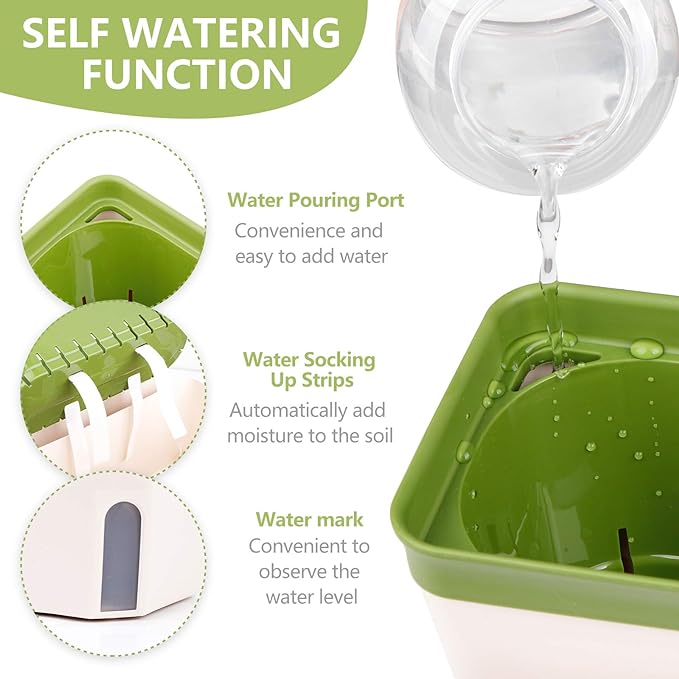 OurWarm Windowsill Herb Planter Box Indoor Set of 3, 10.5 Inch Self Watering - Image 3