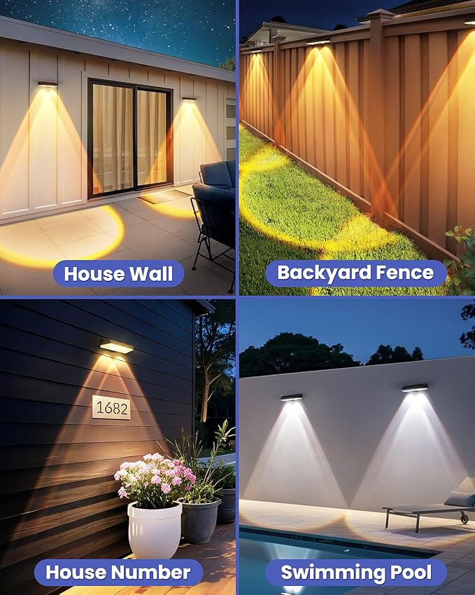 Solar Fence Lights Outdoor, 20 Pack Warm/Neutual/Cool White Fence Lights Solar - Image 2