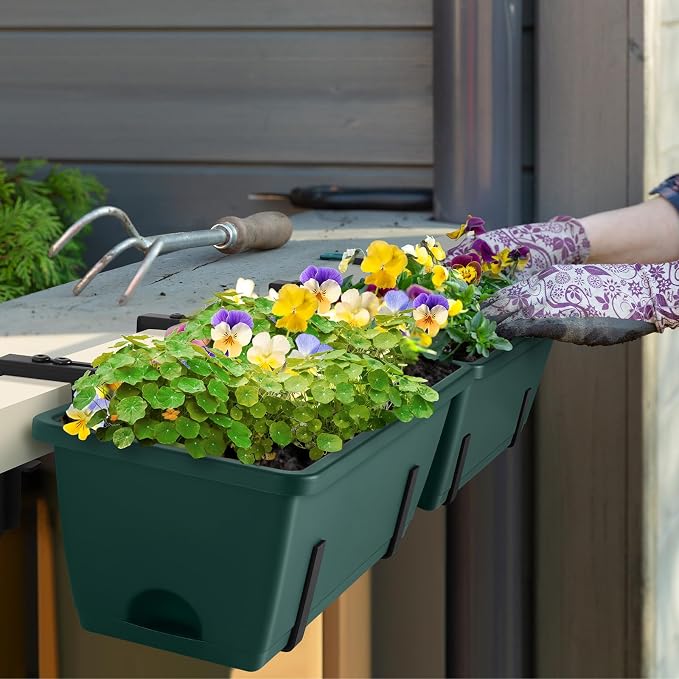 smusei 4 Pack Railing Planter Box Window Boxes Planters - Image 3