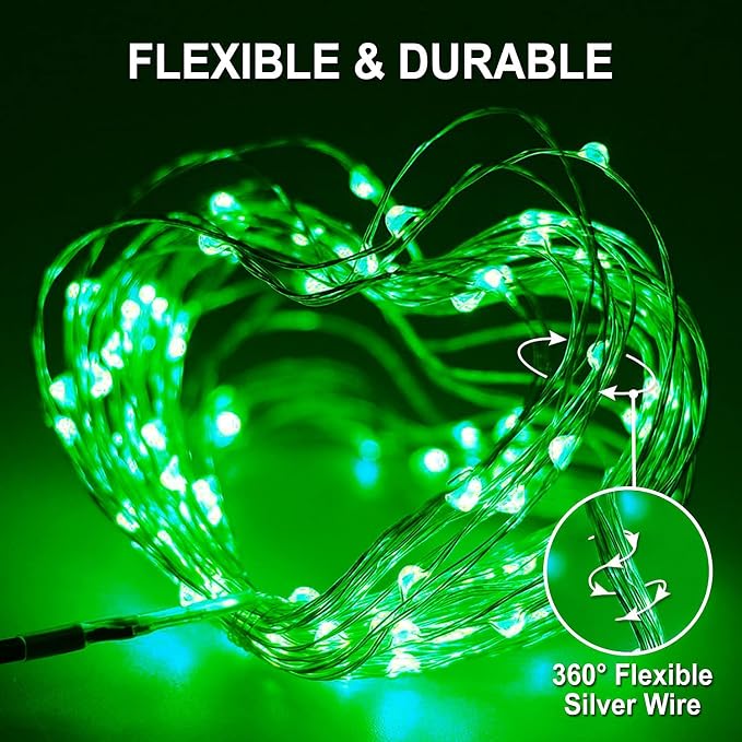 JMEXSUSS 2 Pack St Patricks Day Solar Lights, Each 33ft 100 LED Green Solar - Image 8