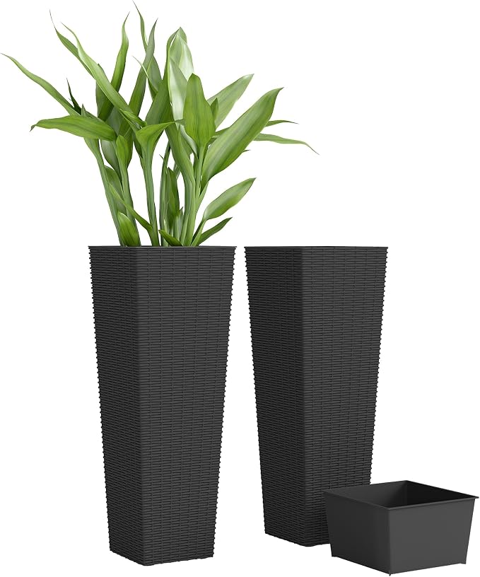 Outsunny 32 Inch Tall Planters for Outdoor Plants, Stackable Tapered Planters by Outsunny