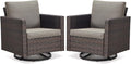 Belord Wicker Chairs Outdoor Bistro Set Oversize Patio Swivel Rocker, Rattan by Belord