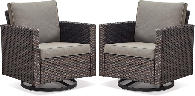 Belord Wicker Chairs Outdoor Bistro Set Oversize Patio Swivel Rocker, Rattan by Belord