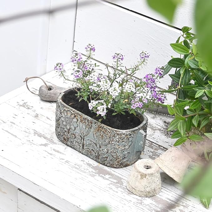 8 inch Blue Pots Planters Indoor Plants Succulent Pots Rectangle Window Box - Image 4