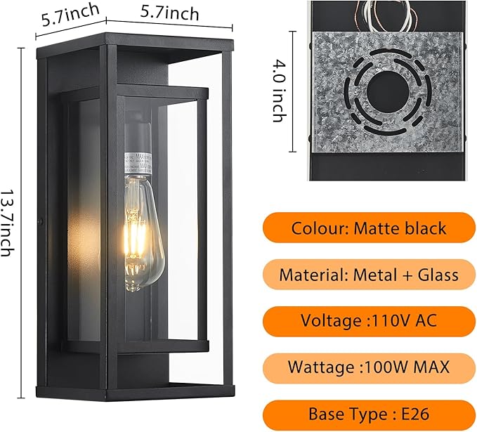 14" Outdoor Wall Lights Fixtures, Waterproof Outdoor Wall Lantern Modern Front - Image 6