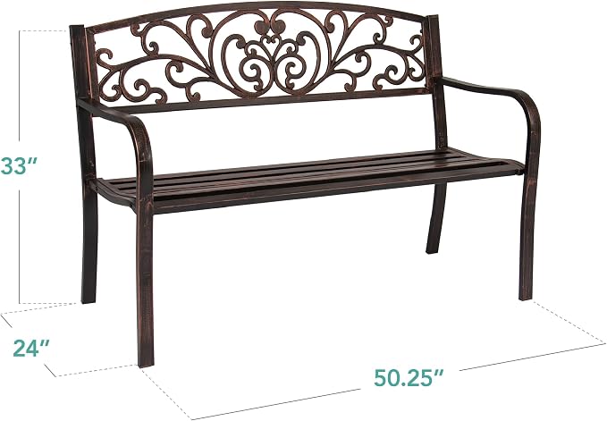 Best Choice Products Outdoor Bench Steel Garden Patio Porch Furniture - Image 3