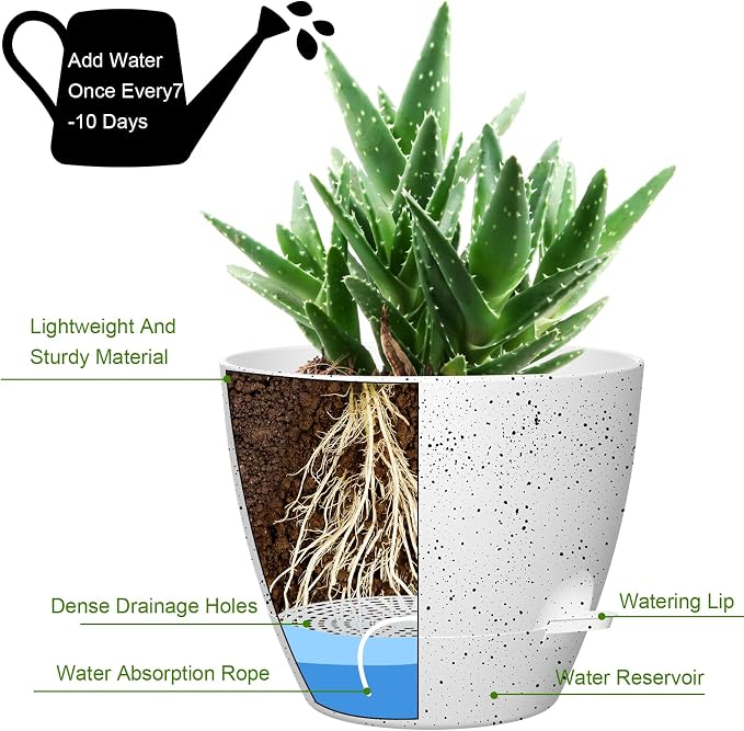 12 Inch Large Self Watering Pots, Flower Pots - Image 3