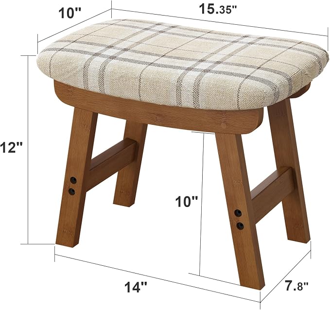 Foot Stools Ottoman, Small Foot Stool Ottoman, and Footstool, Wooden Foot Stool - Image 2