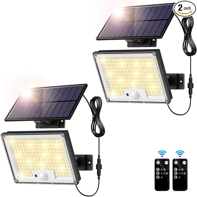 Solar Lights Outdoor Waterproof IP65, 172LED 9000K 3Modes Split Solar Motion by Gusicil