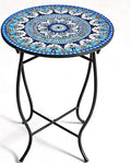 Metal Outdoor Side Table, Weather Resistant Patio Accent Table Plant Stand by Aonagi