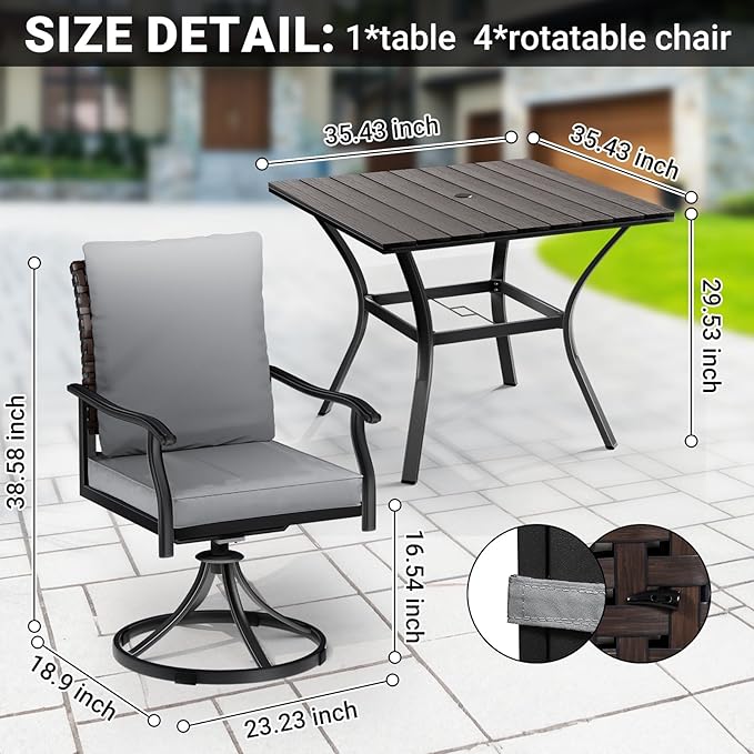 LEVELEVE 5 Piece Outdoor Patio Dining Set - Image 5