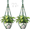 Macrame Plant Hanger, Wood Beads Cotton Hanging Planter Holder by Unknown