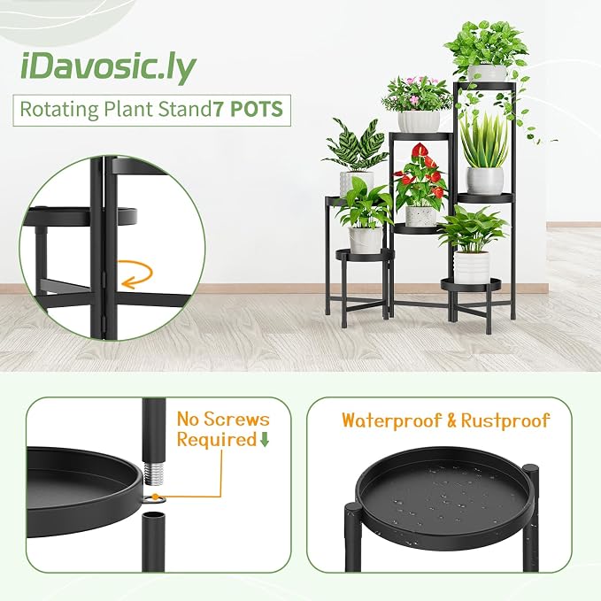 iDavosic.ly Plant Stand Indoor Outdoor, 7 Tier Corner Metal Flower Display - Image 4