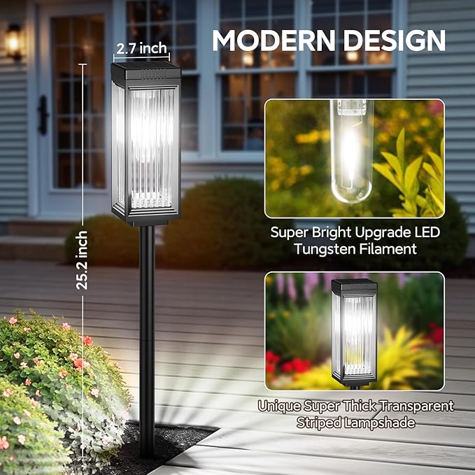 Solar Pathway Lights Outdoor, 4 Pack Upgraded Solar Lights Outdoor Waterproof - Image 4