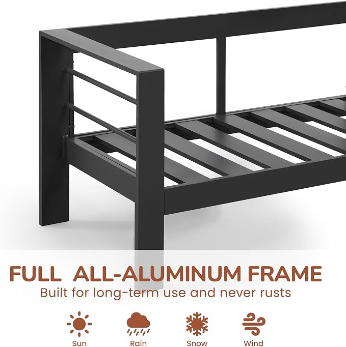 Solaste Aluminum Outdoor Couch, 3-Seat Metal Outdoor Sofa - Image 2