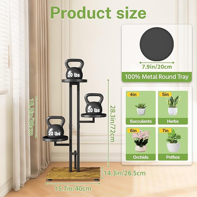 iDavosic.ly 3 Tier Plant Stand Indoor Outdoor, Tiered Corner Multiple Flower - Image 2