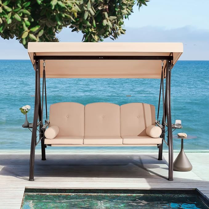 HOMREST 3 Person Outdoor Porch Swing - Image 8