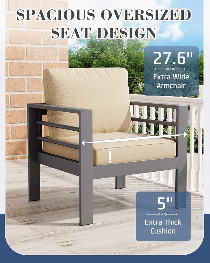 AECOJOY Aluminum Patio Furniture Set, 5 Seats Modern Outdoor Furniture - Image 3