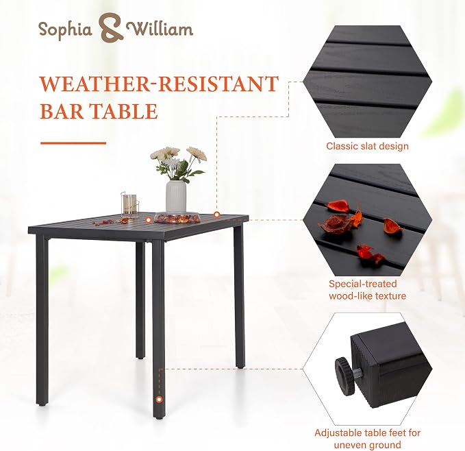 Sophia & William 5 Piece Patio Bar Set, Patio High Dining Set - Image 5