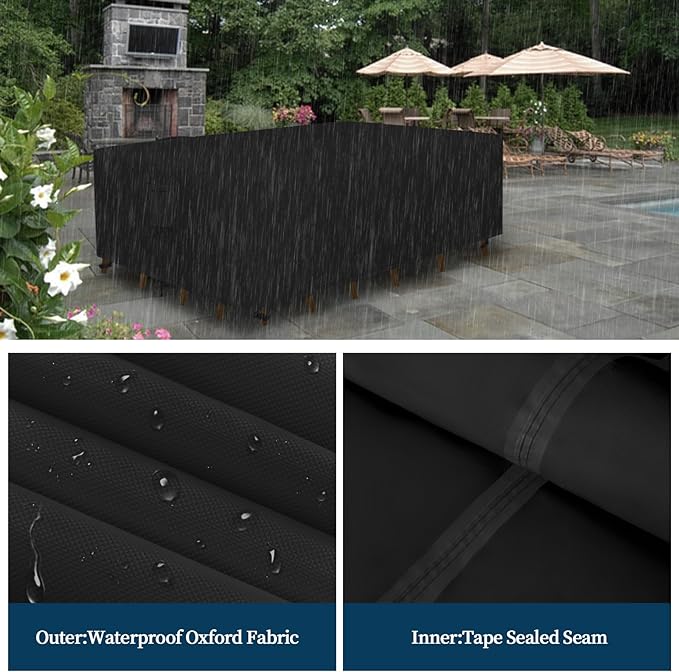 Easy-Going Rectangle Patio Furniture Cover Waterproof Outdoor Dining Table and - Image 4