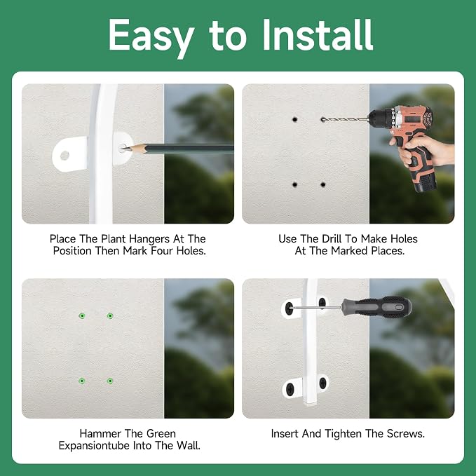 4 Pack 12Inch Plant Hanger, Sturdy Hanging Plant Bracket Hooks Outdoor - Image 8