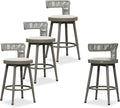 PURPLE LEAF Outdoor Swivel Counter Height Stools Set of 4 Metal Modern Rattan by PURPLELEAF
