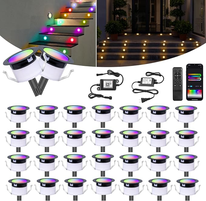FVTLED LED Deck Lights Kit, Φ1.22 Low Voltage WiFi Pixel RGBW+IC Multi-Color by FVTLED