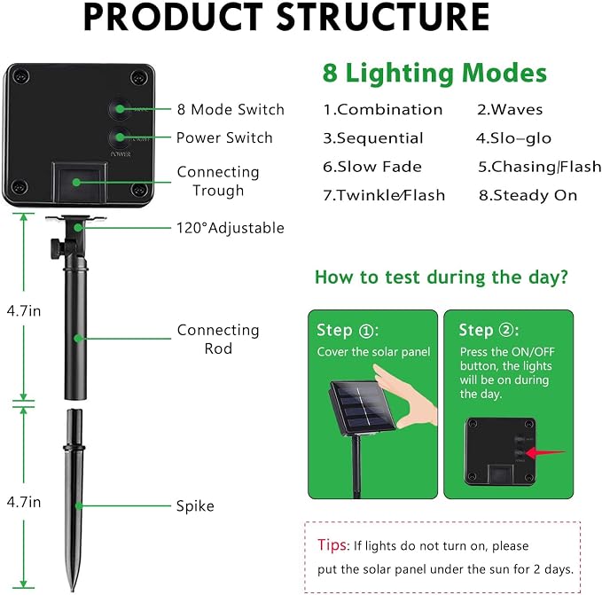 6 Pack Solar String Lights for Outside, 285 FT Total 720 LED Solar Chrismas - Image 7
