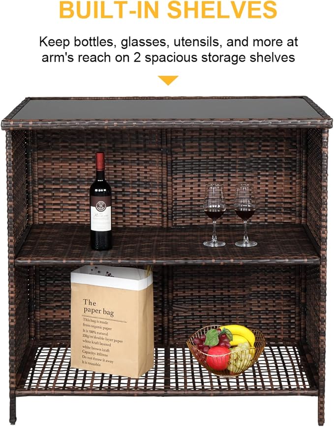 Outvita Wicker Patio Outdoor Bar Set - Image 3