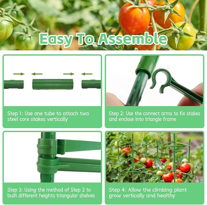 Riare 4 Pack 4 FT Tomato Cages for Garden- 48inches Heavy Duty Tomato Stakes - Image 4