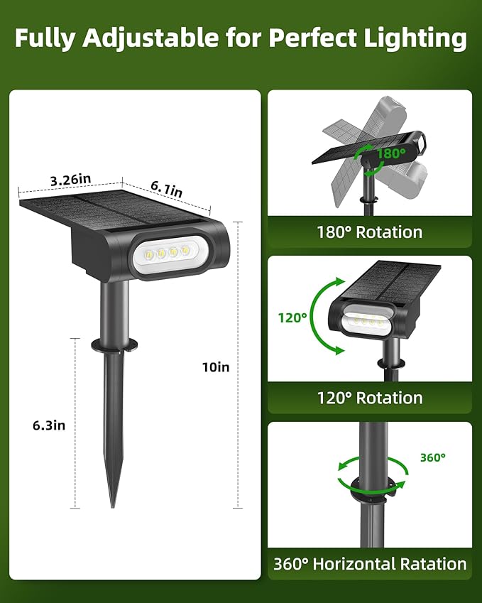 EZVALO Solar Spot Lights Outdoor IP67 Waterproof, Adjustable Solar Landscape - Image 7