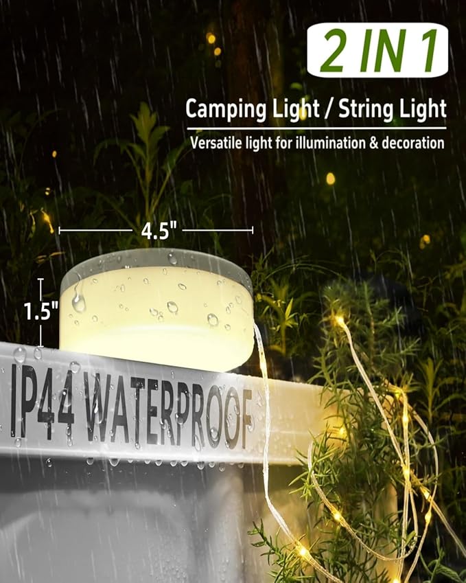 Solar Camping String Lights, 32.8 FT Fairy String Light, 4 in 1 Portable - Image 2