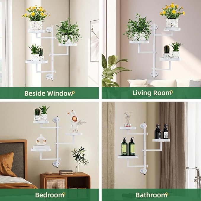 Plant Holder Indoor Rotating Window Plants Shelves Metal Wall Plant Stand 3 - Image 7