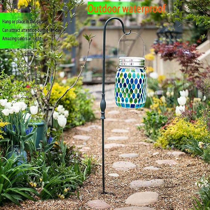 Mosaic Lights Solar Outdoor Hanging Lanterns, Garden Decor Christmas Gifts - Image 8