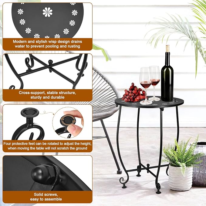 2 Pack 14 Inch Outdoor Side Tables - Image 7