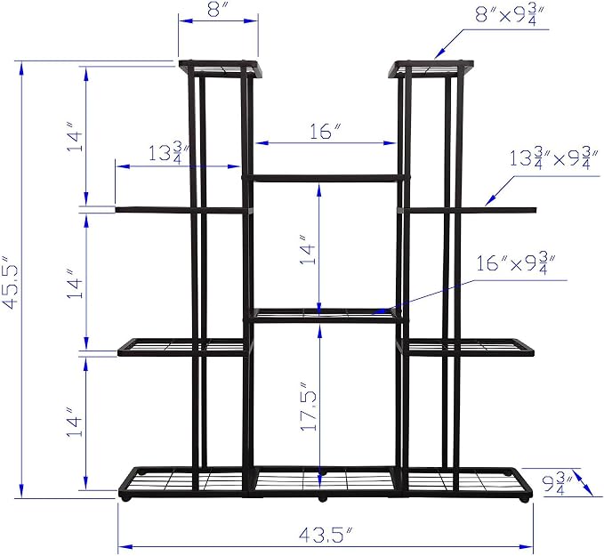 MTB Garden 4 Tier 11 Potted Metal Large Plant Stand - Image 4