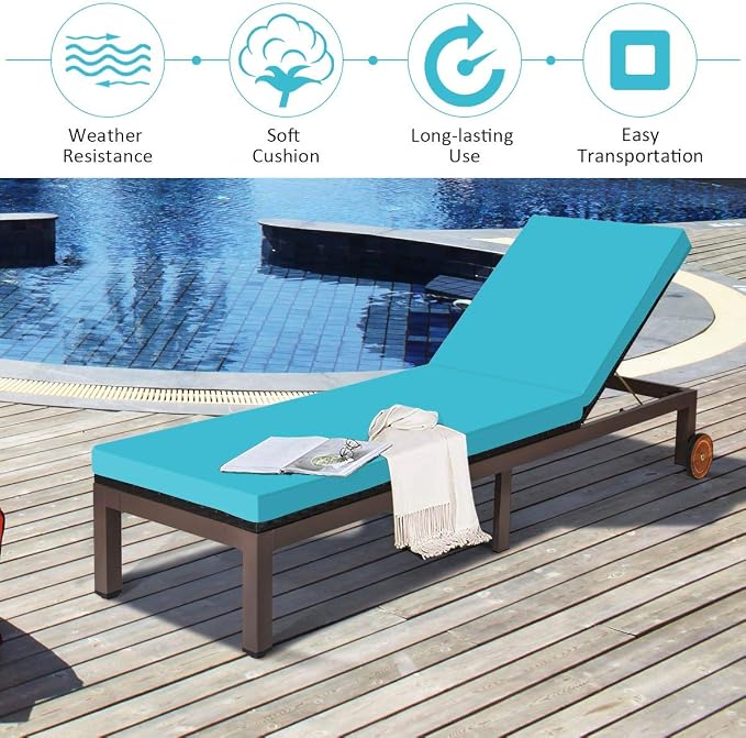 Tangkula Patio Chaise Lounge Chair, Outdoor Rattan Lounger Recliner Chair - Image 7