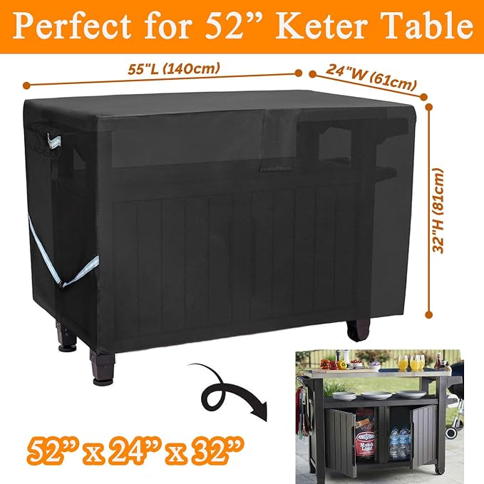 Outdoor Table Cover 55 Inch, Heavy Duty Waterproof Fabric BBQ Cart Cover - Image 2