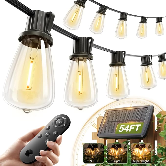 addlon 54 FT Solar String Lights Waterproof, Patio Lights Solar Powered by addlon
