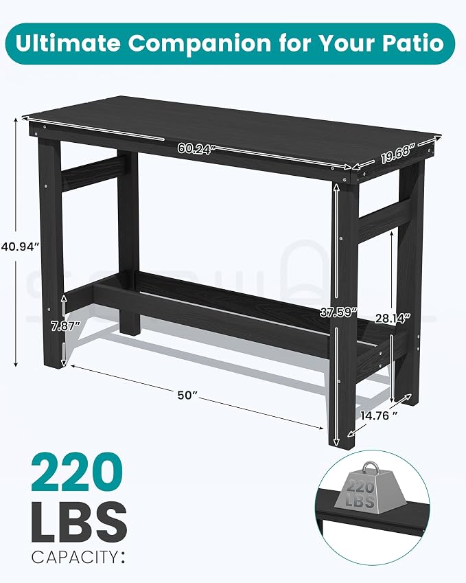 SERWALL 41" Outdoor Bar Table - Image 5