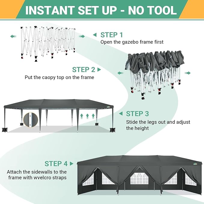 COBIZI 10x30 Pop Up Canopy Tent - Image 5