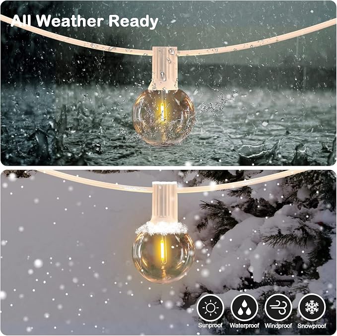 Outdoor String Lights Waterproof Patio LED 100FT G40 Globe String Lights - Image 5