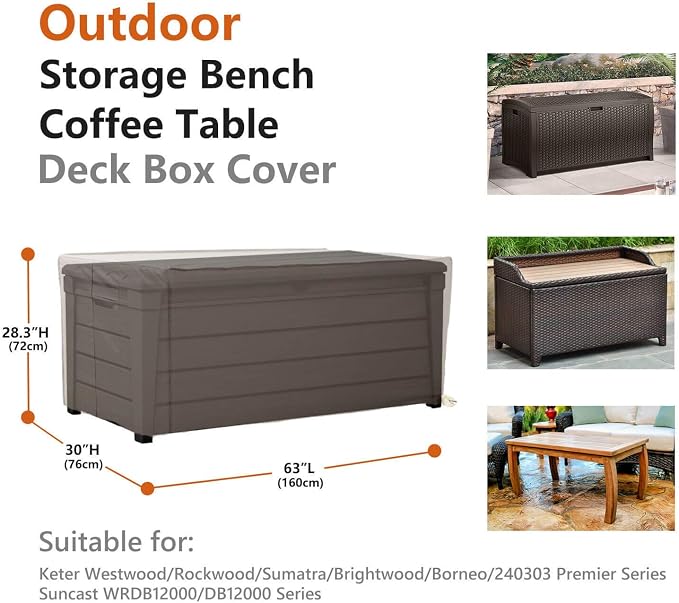 Patio Deck Box Cover, 63x30 Inch Fire Pit Covers - Image 4