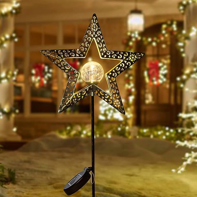 TAKE ME Star Solar Lights Garden Outdoor Decor Waterproof Metal Solar Stakes - Image 9